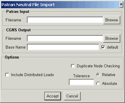 CGNSview PATRAN import window