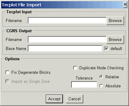 CGNSview Tecplot import window