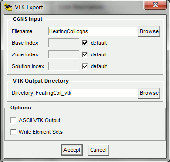 CGNSview VTK export window
