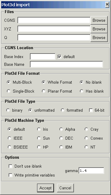CGNSview PLOT3D import window