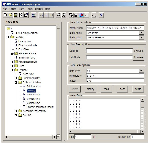 ADFviewer window showing 'Cylinder Solution' node
