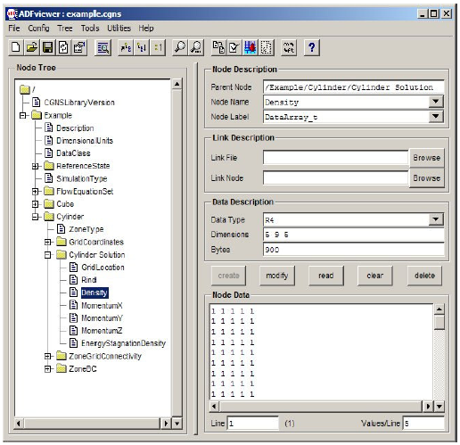 ADFviewer window showing 'Cylinder Solution' node with rind points