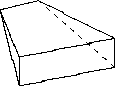 3-D region with a rectangular front face; top and bottom edges merge to a line at the back 'face'